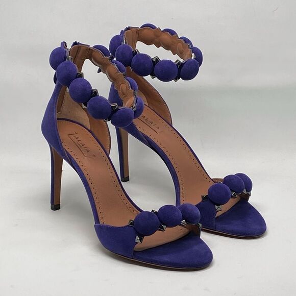 Alaia Bombe 90 Ankle-Strap Studded Suede Leather Sandals size 36.5 - Picture 4 of 16